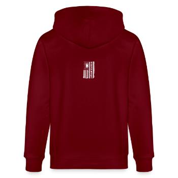 USA Flag Elevator Mechanic America - Stanley/Stella CULTIVATOR  Unisex Organic Hooded Jacket - burgundy - Back - Anna (173cm)