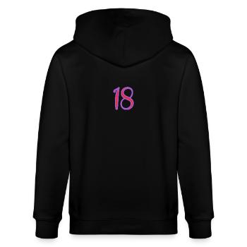 18. 18 ANS. 18e ANNIVERSAIRE. ANNIVERSAIRE 18 ANS. - Veste à capuche bio CULTIVATOR Stanley/Stella Unisexe - noir - Dos - Anna (173cm)