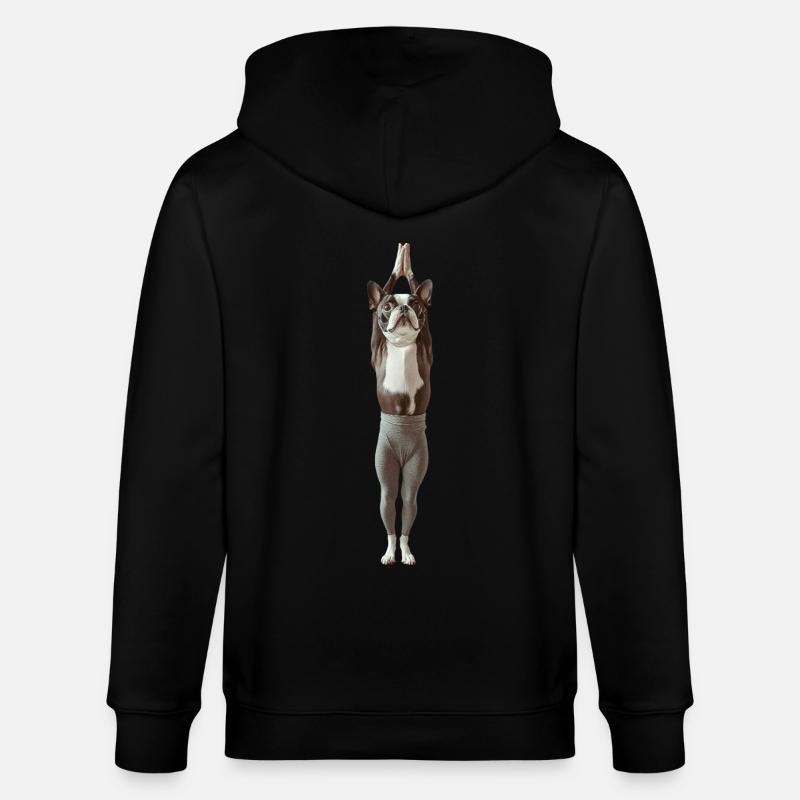 Boston Terrier - Stanley/Stella Unisex Bio-Kapuzenjacke CULTIVATOR  - Schwarz