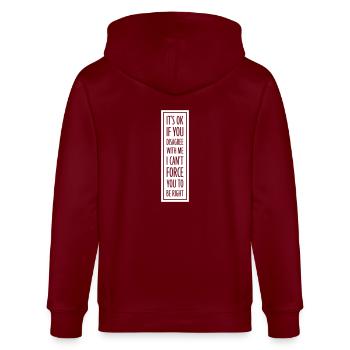 you disagree with me - Stanley/Stella CULTIVATOR  Unisex Organic Hooded Jacket - burgundy - Back - Anna (173cm)