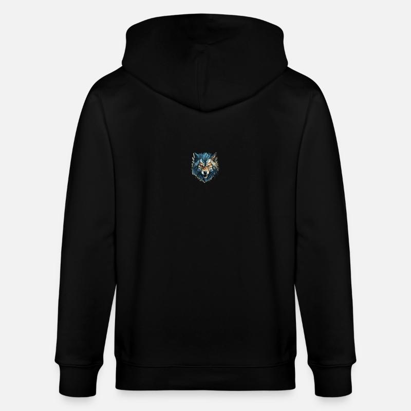 Wolf - Illustration - Stanley/Stella Unisex Bio-Kapuzenjacke CULTIVATOR  - Schwarz