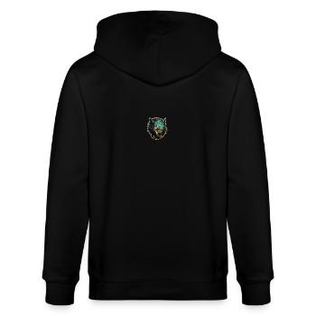 Wolf - Illustration - Stanley/Stella Unisex Bio-Kapuzenjacke CULTIVATOR  - Schwarz - Hinten - Anna (173cm)