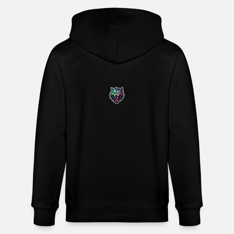 Wolf - Illustration - Stanley/Stella Unisex Bio-Kapuzenjacke CULTIVATOR  - Schwarz