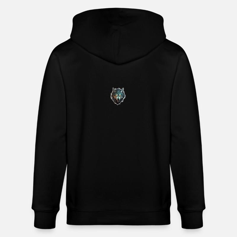 Wolf - Illustration - Stanley/Stella CULTIVATOR  Unisex Organic Hooded Jacket - black