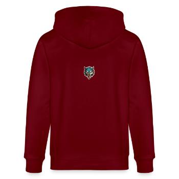 Wolf - Illustration - Stanley/Stella Unisex Bio-Kapuzenjacke CULTIVATOR  - Burgunderrot - Hinten - Anna (173cm)