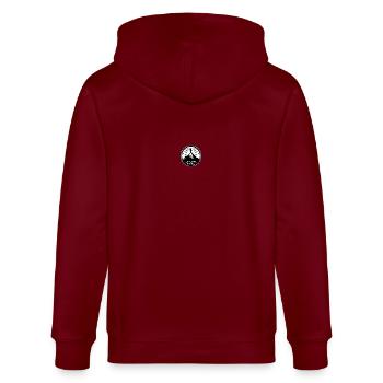 Explore more - Wanderer - Stanley/Stella Unisex Bio-Kapuzenjacke CULTIVATOR  - Burgunderrot - Hinten - Anna (173cm)