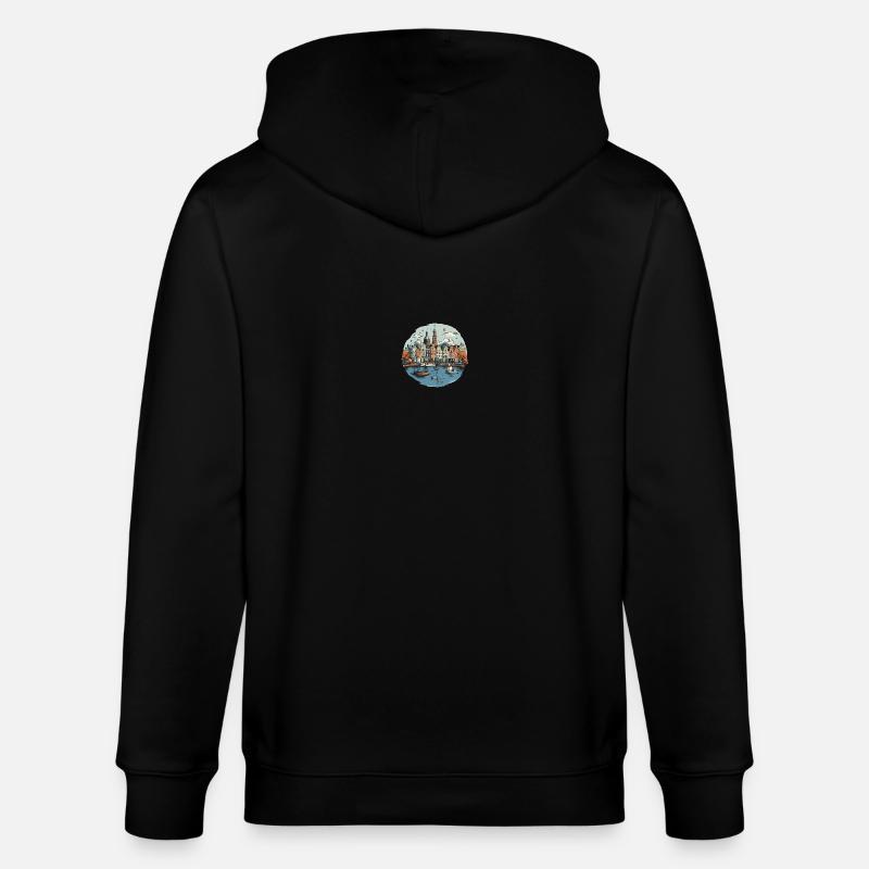 Amsterdam Skyline Urlaub Design - Stanley/Stella Unisex Bio-Kapuzenjacke CULTIVATOR  - Schwarz