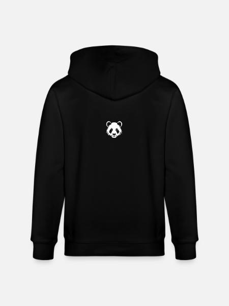 Panda Silhouette Head Portrait - Stanley/Stella CULTIVATOR Unisex Organic Hooded Jacket - black