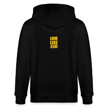Love like jesus - Stanley/Stella Unisex Bio-Kapuzenjacke CULTIVATOR  - Schwarz - Hinten - Anna (173cm)