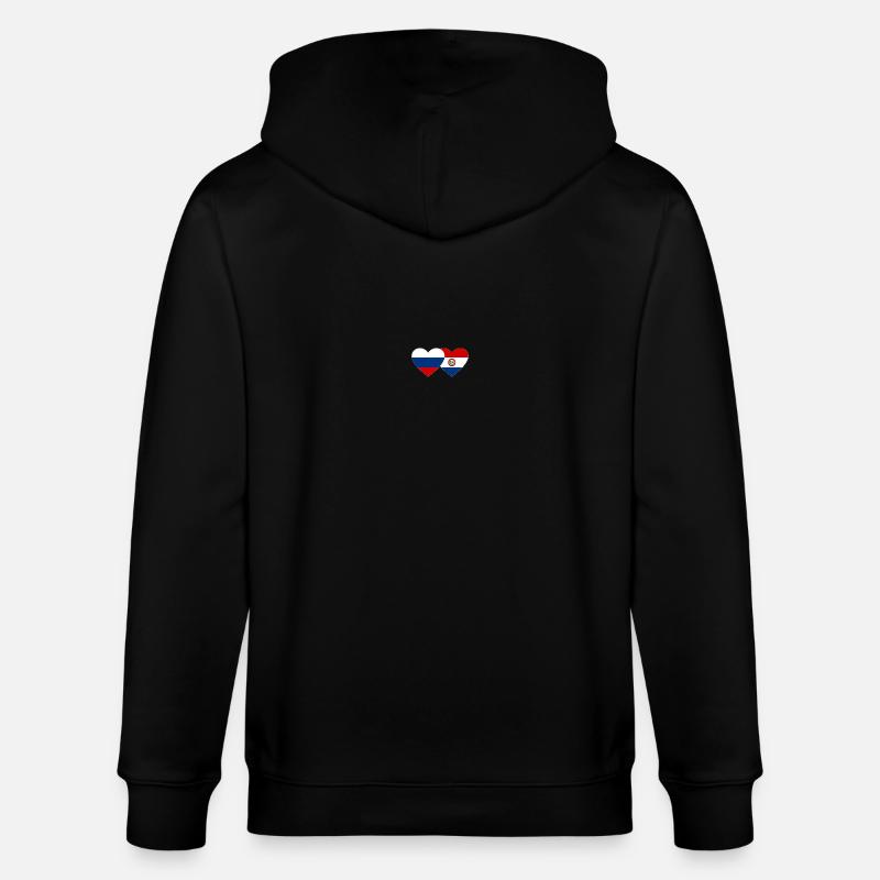Russie Paraguay Drapeau du Cœur - Veste à capuche bio CULTIVATOR Stanley/Stella Unisexe - noir