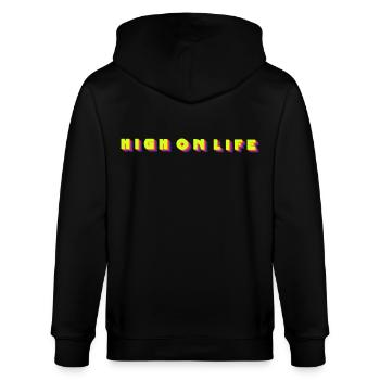 High on life - Stanley/Stella Unisex Bio-Kapuzenjacke CULTIVATOR  - Schwarz - Hinten - Anna (173cm)
