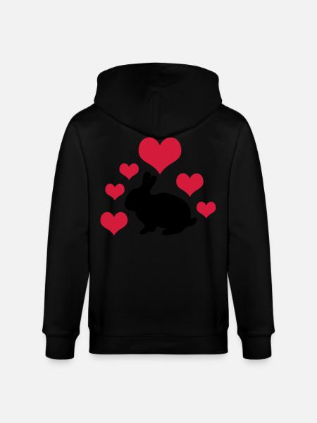 Rabbit with 6 hearts 2 - Stanley/Stella CULTIVATOR  Unisex Organic Hooded Jacket - black