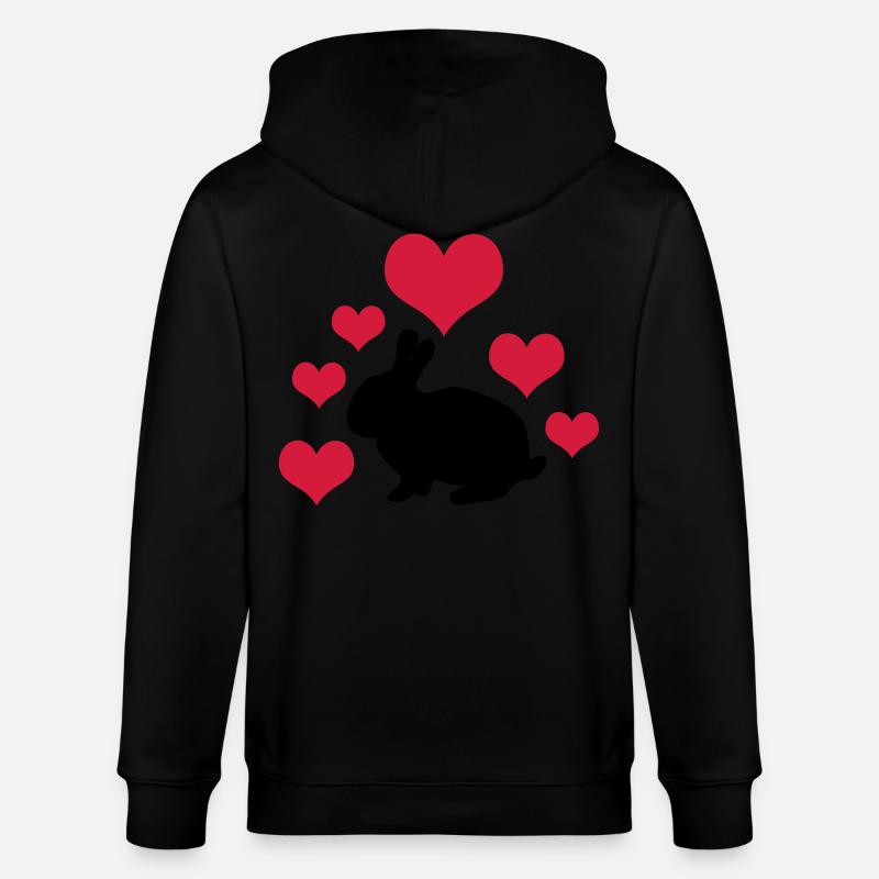 Lapin à 6 cœurs 2 - Veste à capuche bio CULTIVATOR Stanley/Stella Unisexe - noir