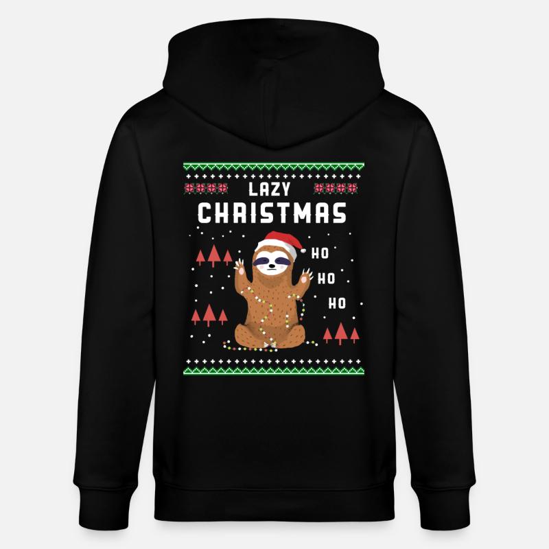 Lazy Christmas / Faultier / Geschenk - Stanley/Stella Unisex Bio-Kapuzenjacke CULTIVATOR  - Schwarz
