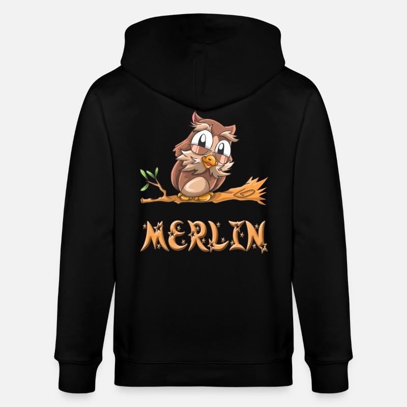 Eule Merlin - Stanley/Stella Unisex Bio-Kapuzenjacke CULTIVATOR  - Schwarz