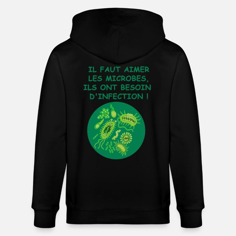 Les microbes - Veste à capuche bio CULTIVATOR Stanley/Stella Unisexe - noir