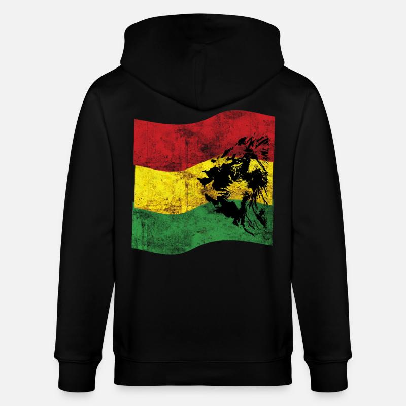 Lion Reggae Drapeau - Veste à capuche bio CULTIVATOR Stanley/Stella Unisexe - noir