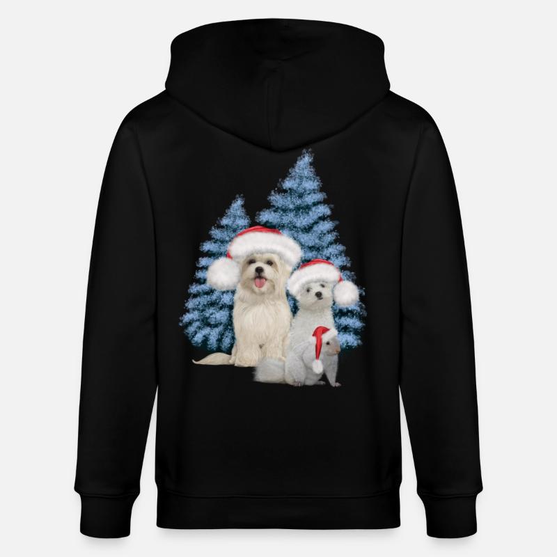 Chien mignon de Noël avec écureuil - Veste à capuche bio CULTIVATOR Stanley/Stella Unisexe - noir