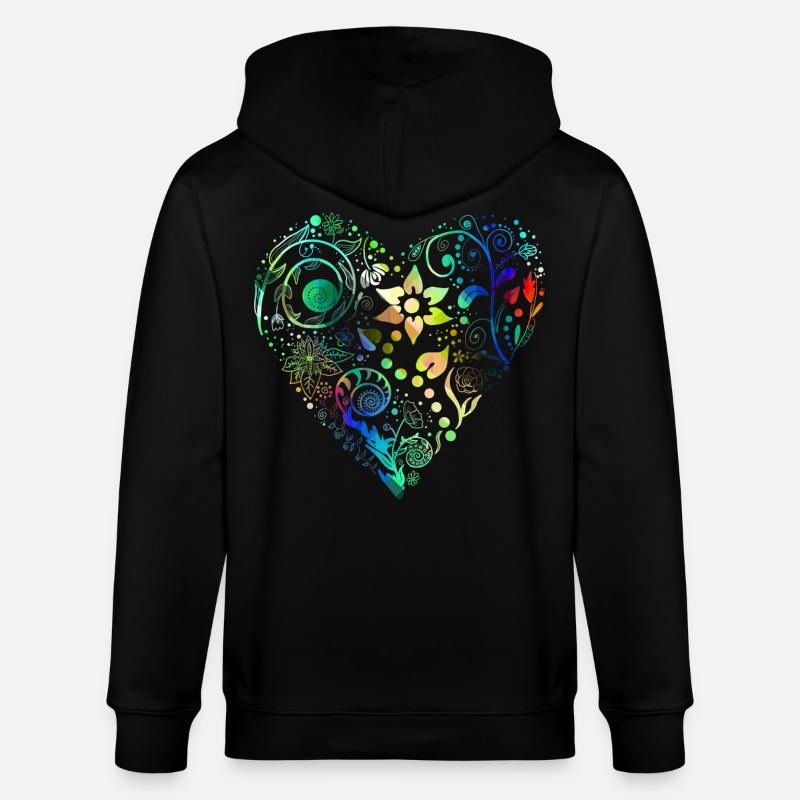 Blumenherz Regenbogen - Stanley/Stella Unisex Bio-Kapuzenjacke CULTIVATOR  - Schwarz