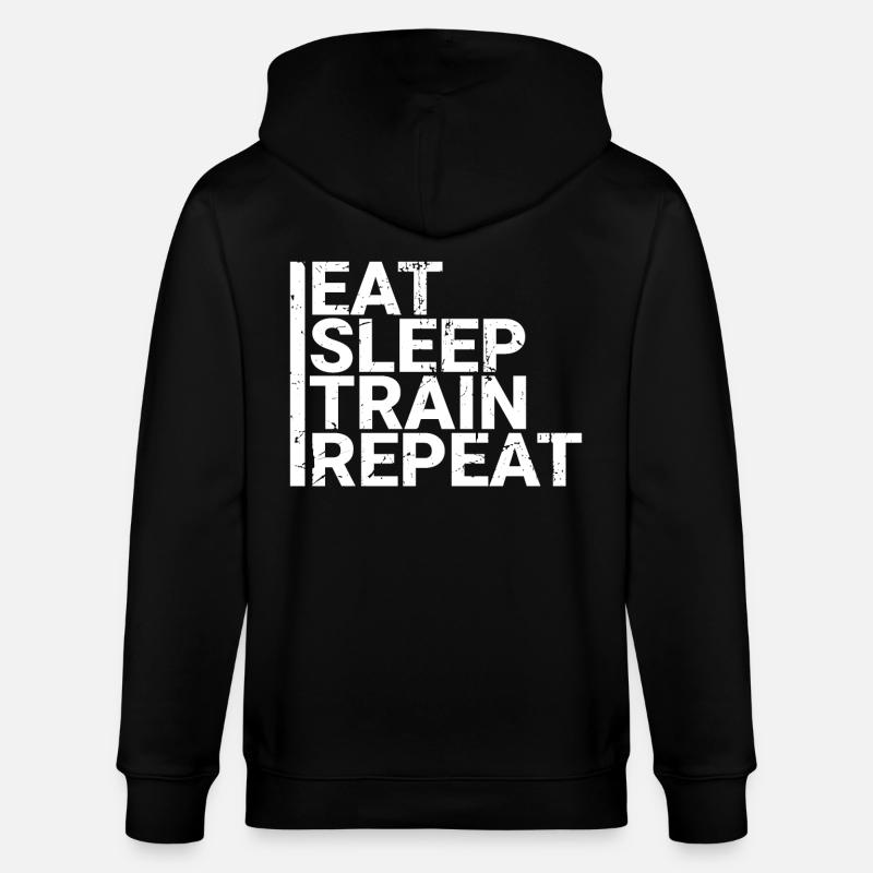 Eat Sleep Train Repeat - Stanley/Stella Unisex Bio-Kapuzenjacke CULTIVATOR  - Schwarz