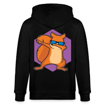 Tanzendes Eichhörnchen - Stanley/Stella Unisex Bio-Kapuzenjacke CULTIVATOR  - Schwarz - Hinten - Anna (173cm)