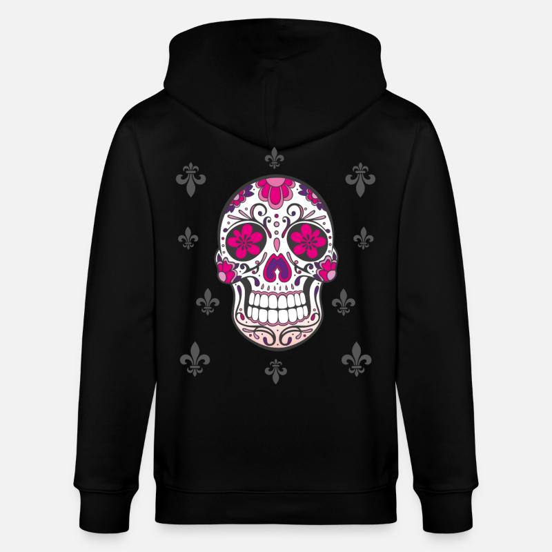 Sugar Skull Fleur De Lis - Stanley/Stella Unisex Bio-Kapuzenjacke CULTIVATOR  - Schwarz