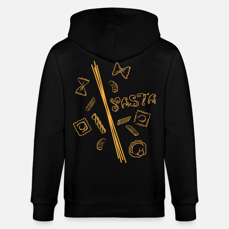 Pasta-Design mit Spaghetti & Nudelformen - Stanley/Stella Unisex Bio-Kapuzenjacke CULTIVATOR  - Schwarz