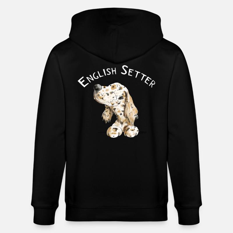 Englischer Setter I Hunde Comic Geschenk - Stanley/Stella Unisex Bio-Kapuzenjacke CULTIVATOR - Schwarz