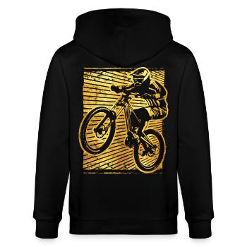 Mountainbike - Mountainbiker - Mountainbike Fahrer - Stanley/Stella Unisex Bio-Kapuzenjacke CULTIVATOR  - Schwarz - Hinten - Anna (173cm)