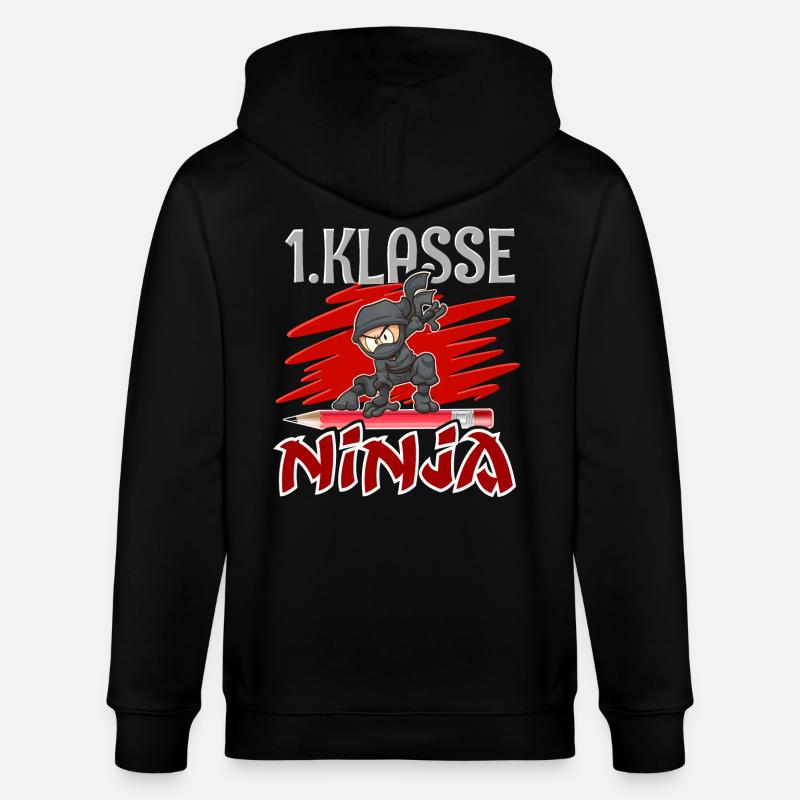 1. Klasse Ninja Einschulung - Stanley/Stella Unisex Bio-Kapuzenjacke CULTIVATOR  - Schwarz