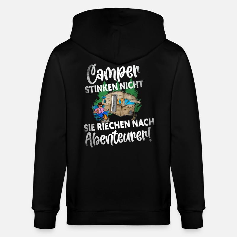 Camper Camping Lustiger Spruch - Stanley/Stella Unisex Bio-Kapuzenjacke CULTIVATOR  - Schwarz