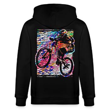 Mountainbike | Mountainbiker | Mountainbiken | MTB - Stanley/Stella Unisex Bio-Kapuzenjacke CULTIVATOR  - Schwarz - Hinten - Anna (173cm)
