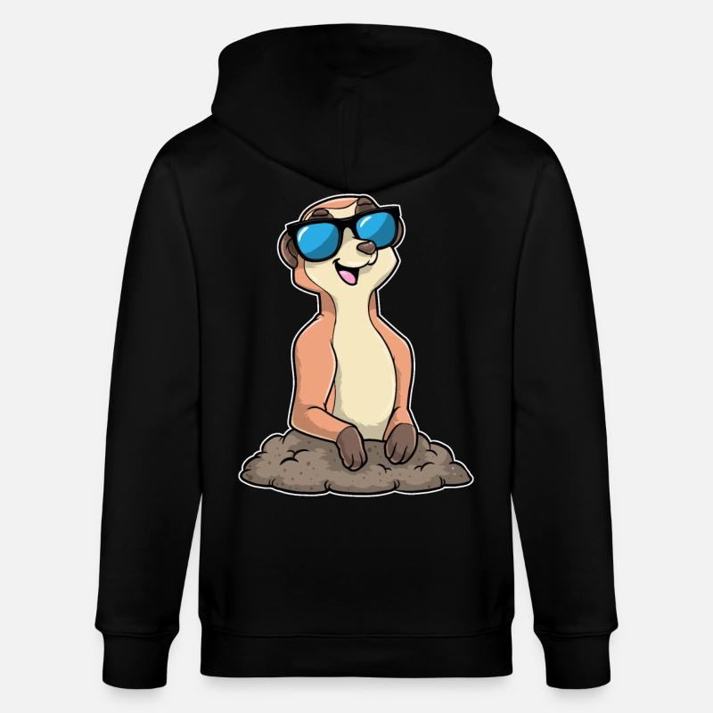 Erdmännchen mit Brille - Stanley/Stella Unisex Bio-Kapuzenjacke CULTIVATOR  - Schwarz