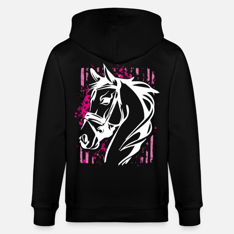 Graffiti-Stil Pferd mit Pinkem Farbsplash - Stanley/Stella Unisex Bio-Kapuzenjacke CULTIVATOR  - Schwarz