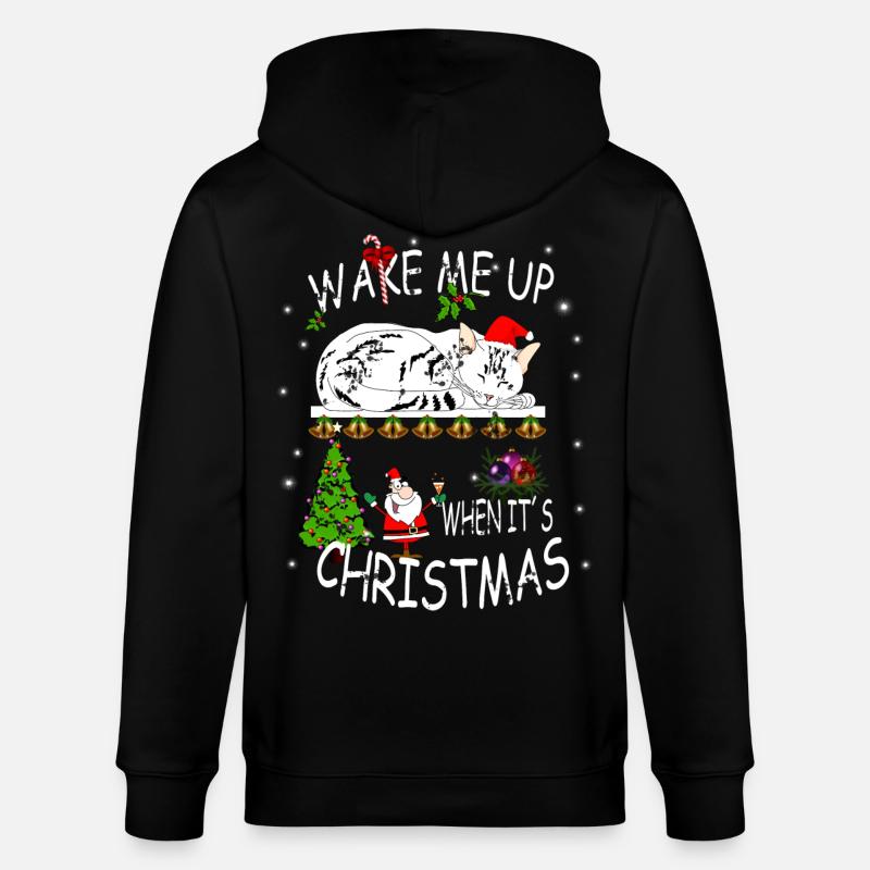 Frohes Fest mit Katze - Stanley/Stella Unisex Bio-Kapuzenjacke CULTIVATOR  - Schwarz