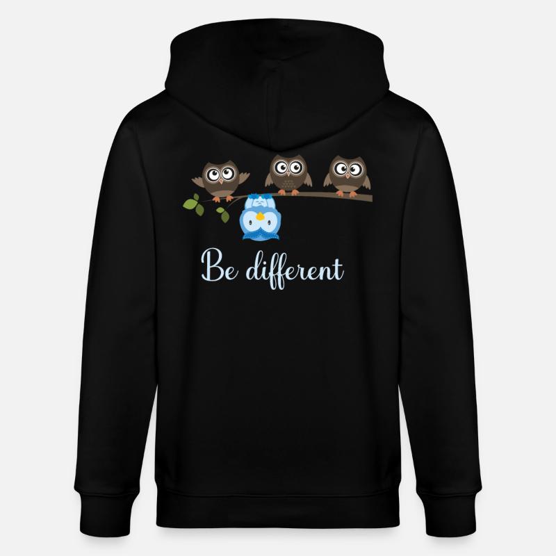 Be Different Eule - Stanley/Stella Unisex Bio-Kapuzenjacke CULTIVATOR  - Schwarz