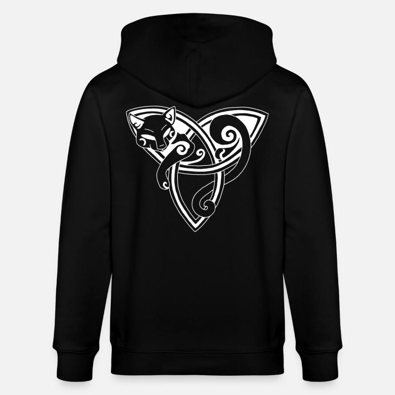 Chat celte au repos (blanc) - Veste à capuche bio CULTIVATOR Stanley/Stella Unisexe - noir