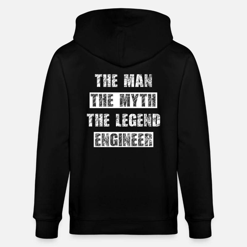 Engineer legend - Stanley/Stella CULTIVATOR  Unisex Organic Hooded Jacket - black