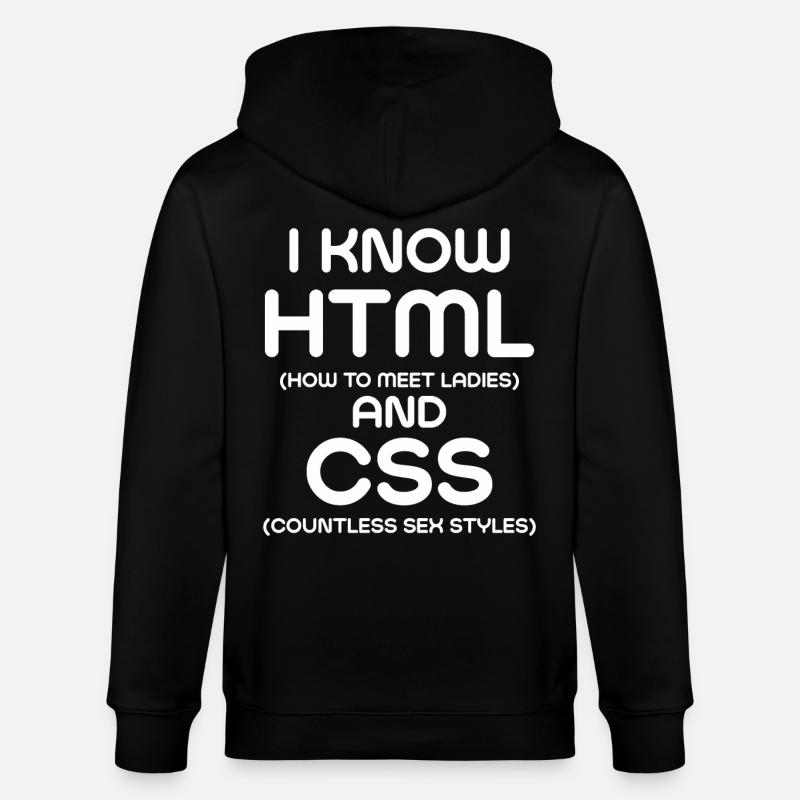 I Know HTML and CSS - Stanley/Stella CULTIVATOR Unisex Organic Hooded Jacket - black