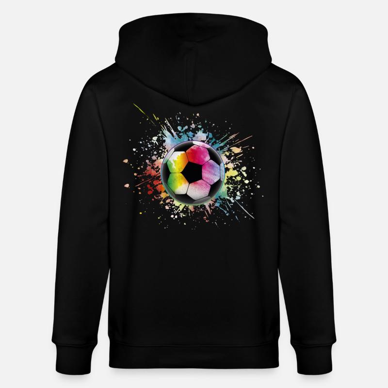 Fußball Regenbogen Bunter Ball - Stanley/Stella Unisex Bio-Kapuzenjacke CULTIVATOR  - Schwarz