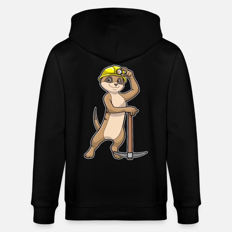 Suricate comme mineur avec pioche - Veste à capuche bio CULTIVATOR Stanley/Stella Unisexe - noir