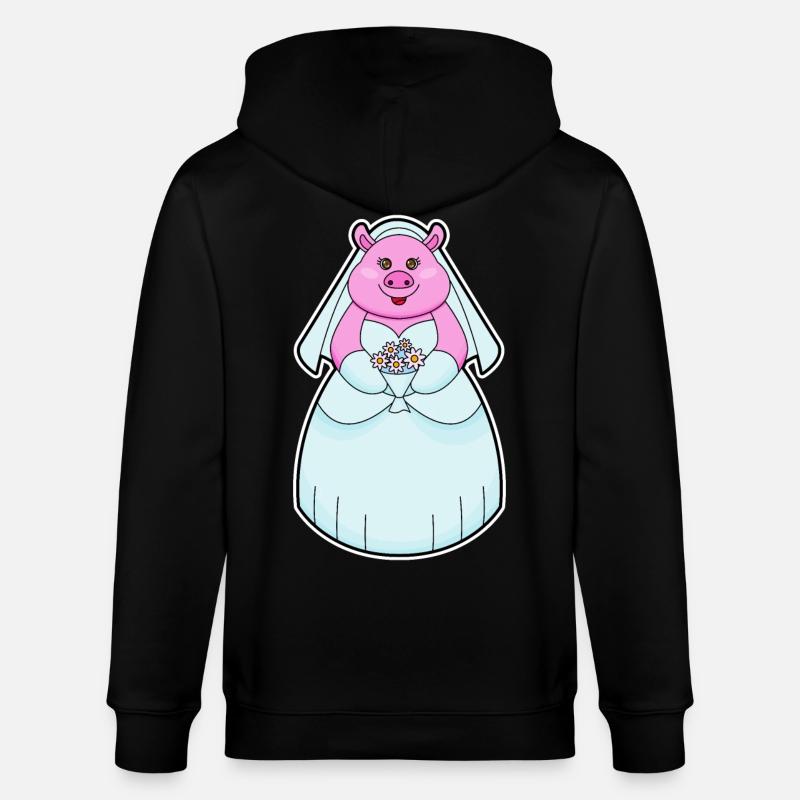 Cochon comme mariée avec voile - Veste à capuche bio CULTIVATOR Stanley/Stella Unisexe - noir