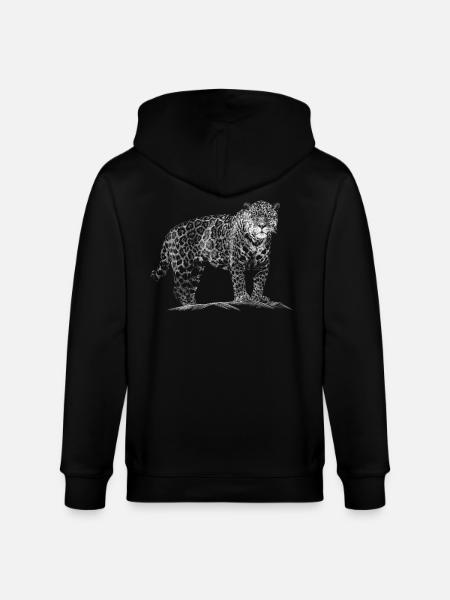 Leopard - Stanley/Stella CULTIVATOR Unisex Organic Hooded Jacket - black