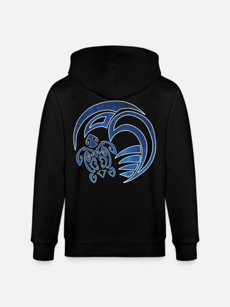 Turtle, ocean and starry sky - Stanley/Stella CULTIVATOR  Unisex Organic Hooded Jacket - black