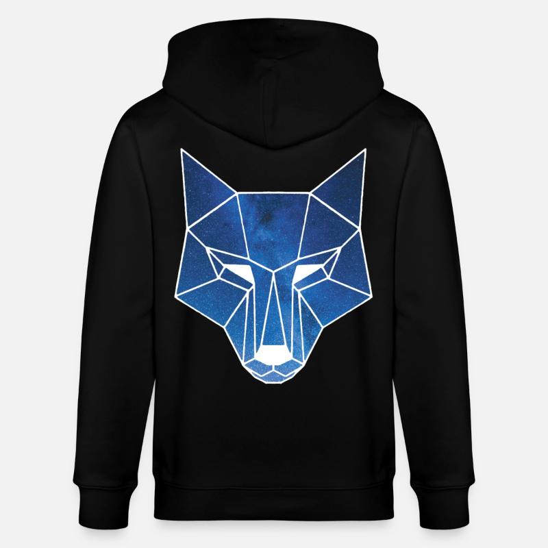 Weißer Wolf und Sternenhimmel - Stanley/Stella Unisex Bio-Kapuzenjacke CULTIVATOR - Schwarz