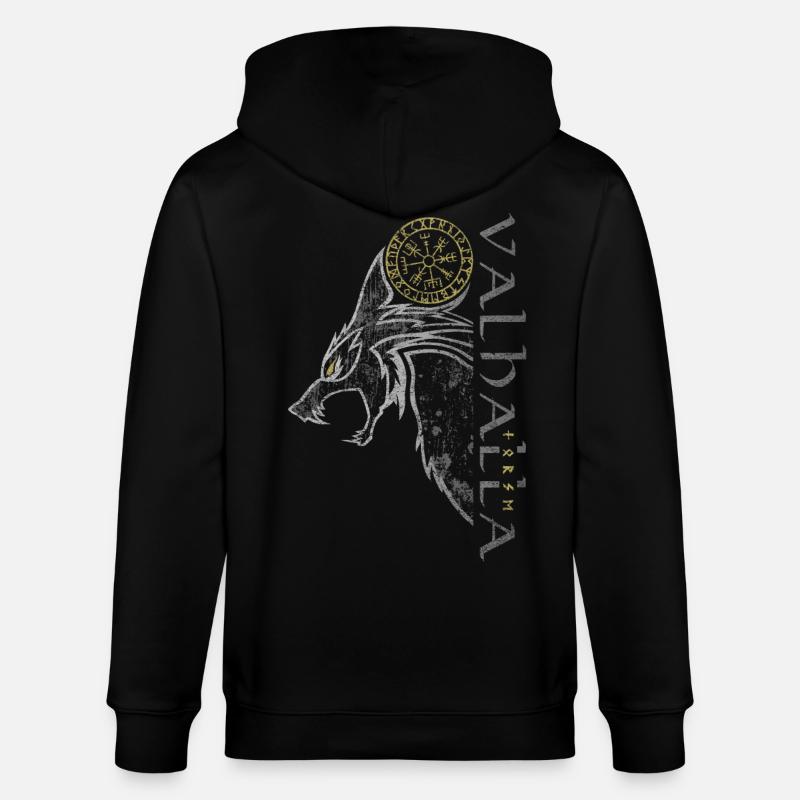 Valhalla Wolf Vegvisir Wikinger Runenkompass - Stanley/Stella Unisex Bio-Kapuzenjacke CULTIVATOR  - Schwarz