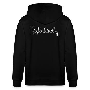 Küstenkind Plattdeutsch Küste Nordsee - Stanley/Stella Unisex Bio-Kapuzenjacke CULTIVATOR  - Schwarz - Hinten - Anna (173cm)