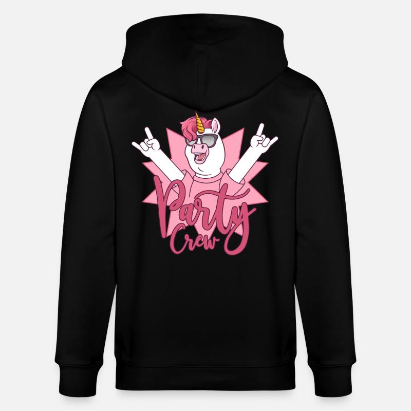 Party Crew Einhorn - Stanley/Stella Unisex Bio-Kapuzenjacke CULTIVATOR  - Schwarz