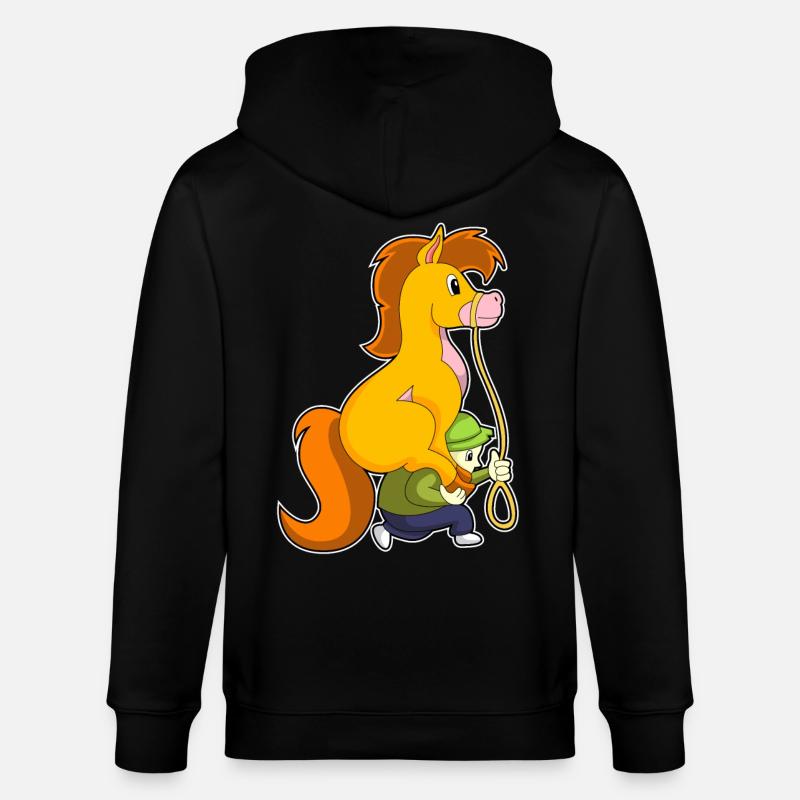 Cheval avec garçon - Veste à capuche bio CULTIVATOR Stanley/Stella Unisexe - noir