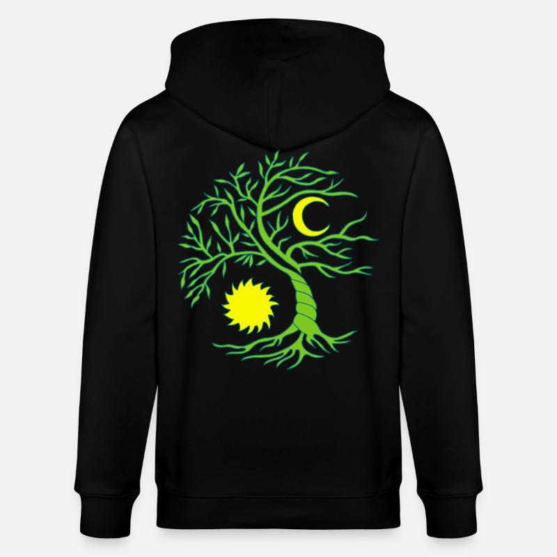 Arbre de vie soleil et lune - Veste à capuche bio CULTIVATOR Stanley/Stella Unisexe - noir